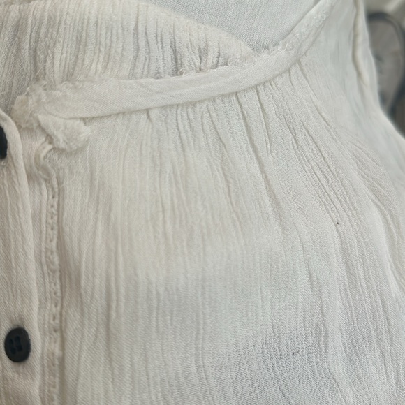 Free People XS EUC Oversized Crinkle-Wrinkle Dolman Sleeve Button Front Blouse - Picture 10 of 11